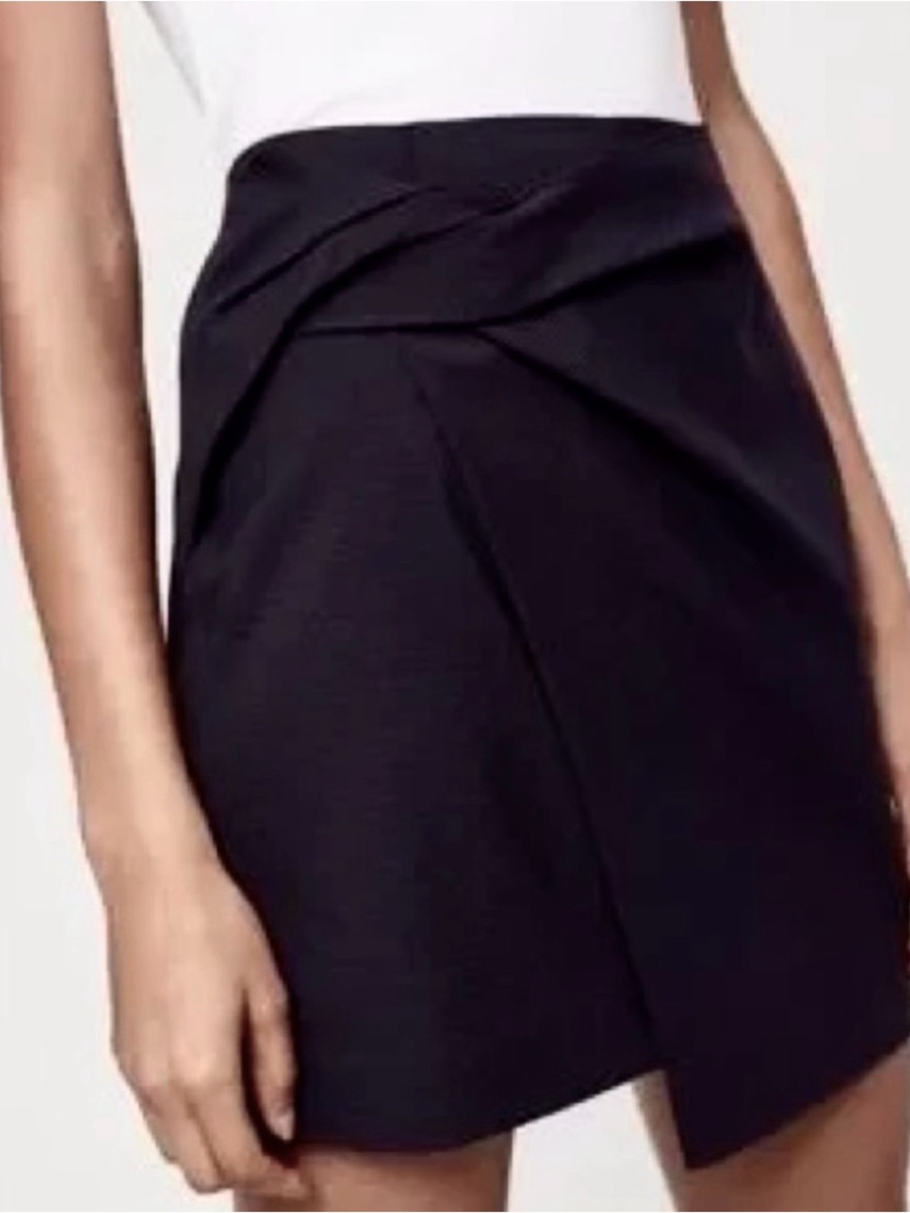 BABATON ARITZIA Jethro Black Twist-Front Faux Wrap Asymmetrical Mini Skirt Sz 2